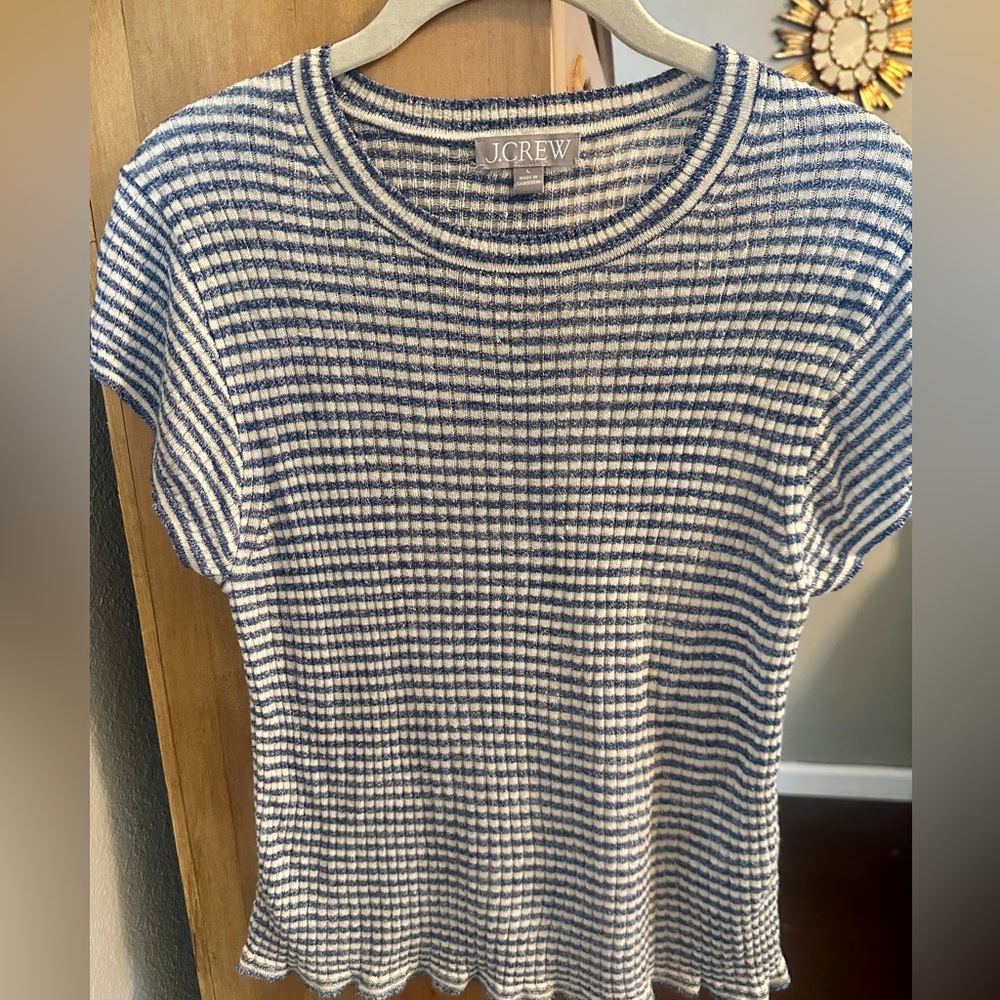 J.Crew Cap-sleeve crewneck sweater T-shirt in merino-linen blend